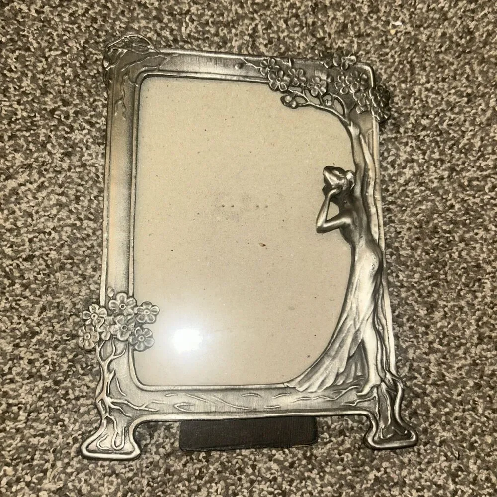 Art Nouveau Silver Lady Easel Mirror The Echo 10